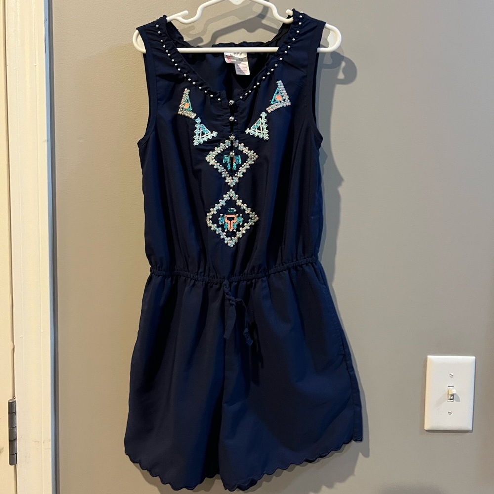 Girls navy blue short romper